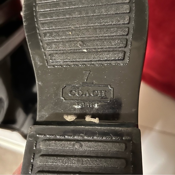 Coach Talia Rain Boots Black Glossy Knee High Rubber Riding Boots Women’s Size 7 - Picture 11 of 12